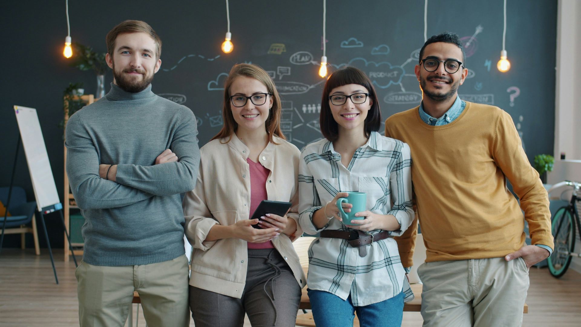 Diverse group of colleagues in a modern office